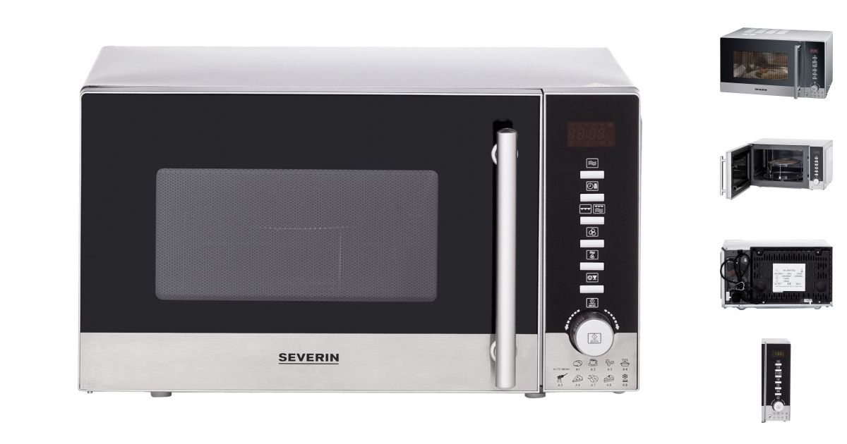 Reconditionné Severin MW 9722 Micro-ondes 800 W Volume de cuisson 20 l Grill et air chaud En acier inoxydable 