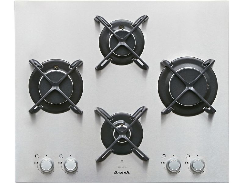 Plaque mixte Brandt BPE6411XM - Table de cuisson gaz et électrique - 4  plaques de cuisson - Niche - largeur : 56 cm - profondeur : 49 cm - acier  inoxydable