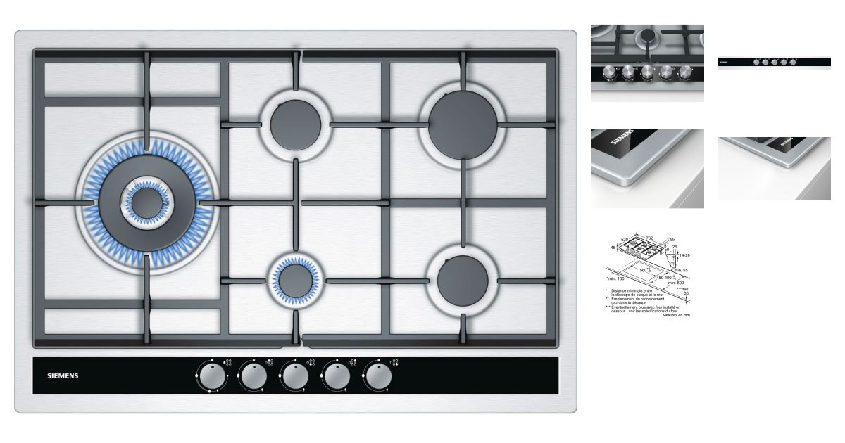 SIEMENS EC845SB90E Plaques de cuisson